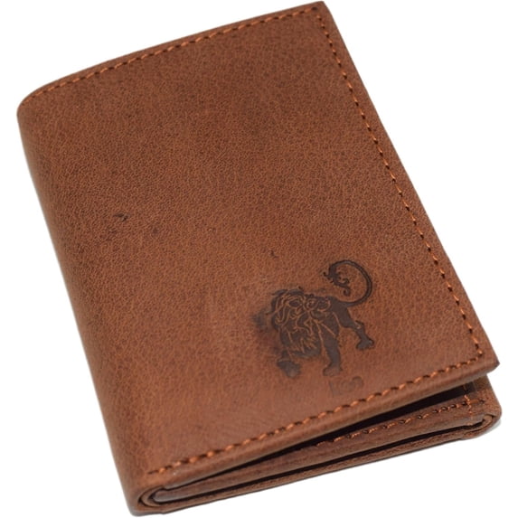 Leo Zodiac Sign RFID Blocking Cowhide Leather Men's Bifold Trifold Wallet Logo Trifold