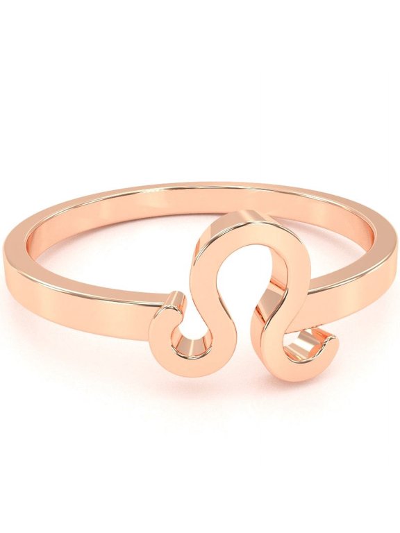 Leo Zodiac Sign Ring In Solid 14k Rose Gold
