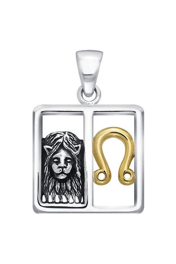 Leo Zodiac Symbol Astrology 925 Sterling Silver Pendant Fine Jewelry Gold Accent