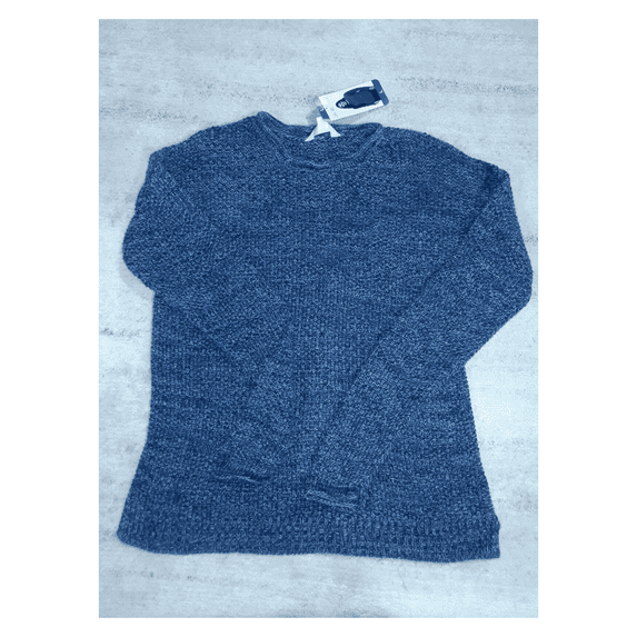 Leo and Nicole Women's Long Sleeve Knit Pull Over Sweater,Blue Marl, Medium