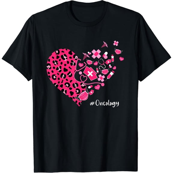 Leo.pard Heart Stethoscope Oncology Nurse Love Day T-Shirt