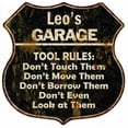 thumbnail image 1 of Leo's Garage Tool Rules Sign Shield Metal Gift 211110003022, 1 of 1