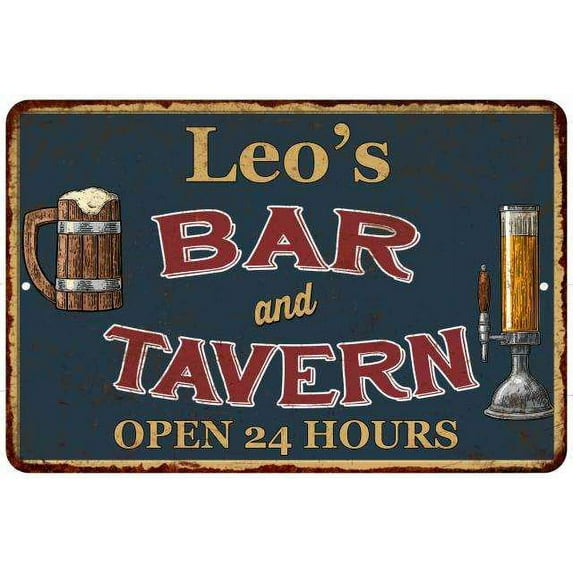 Leo's Green Bar & Tavern Rustic Sign Decor 8x12 208120047013