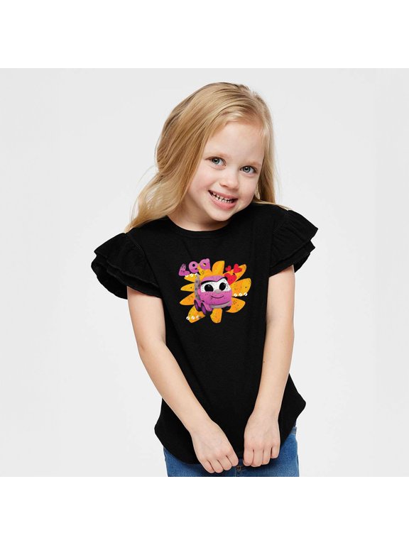Leo the Truck Lea Name Distressed - Kids Flutter Sleeve Graphic T-Shirt