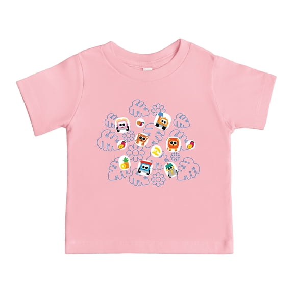 Leo the Truck Palm Leaves and Floral Outline - Toddler Short Sleeve Graphic T-Shirt