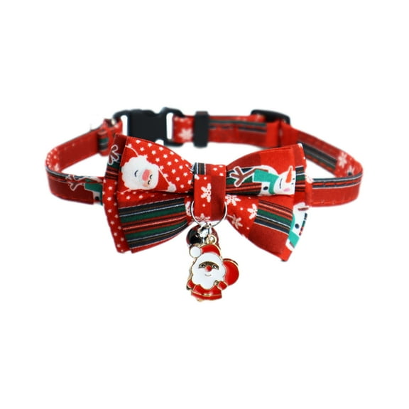 Leodye 1 Pack Christmas Collars with Bow Tie and Bell,Breakaway Kitten Collar for Girl Boys,Adjustable , for Kitty Kitten Adults,Pet Supplies-5.9X0.79x0.79in