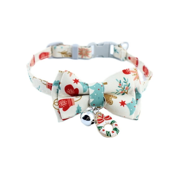Leodye 1 Pack Christmas Collars with Bow Tie and Bell,Breakaway Kitten Collar for Girl Boys,Adjustable , for Kitty Kitten Adults,Pet Supplies-5.9X0.79x0.79in