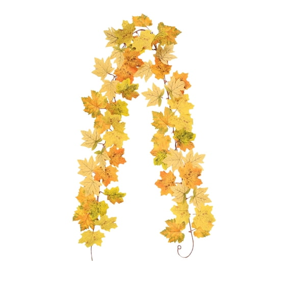 Leodye 1 Pack Fall Garland Outdoor 78.77in Maple Leaves Fall Leaf Garlands for Autumn Fireplace Party Decor Thanksgiving Door Decorations