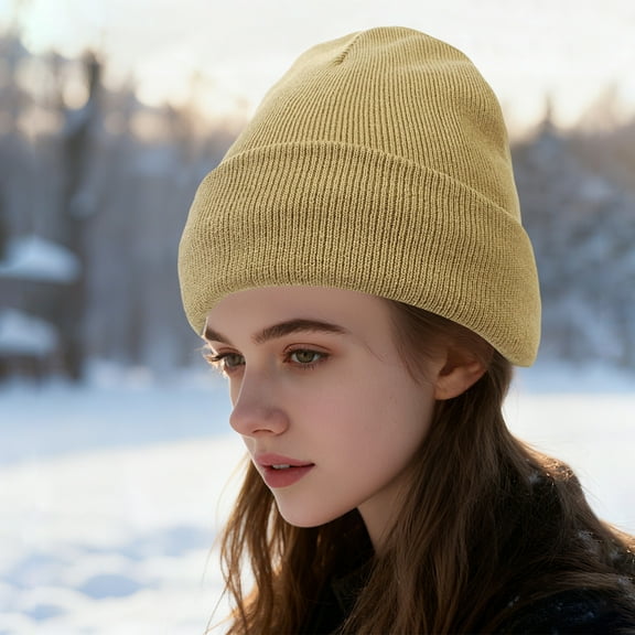 Leodye 1 Pack Knitted Polyester Hat for Women Men,Silk Lined Womens Beanies Knit Soft Warm Cuffed Hat