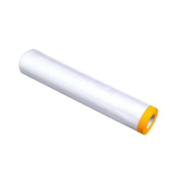 Leodye 1 Pack Plastic Drop Cloth Plastic Sheeting with Masking Tape,Waterproof Protective Masking Film,Prevent Dust Paint for Car,Furniture,Carpet-3.9x3.9x7.9in