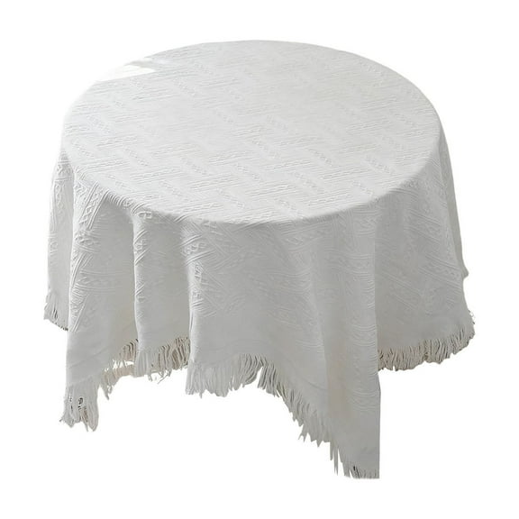 Leodye 1 Pack Small Square Table Cloth Tablecloth Cottons Yarn Tassel Rectangular Decorative Coffee Table Cover Cloth Table Cover Cloth-35.43x35.43in