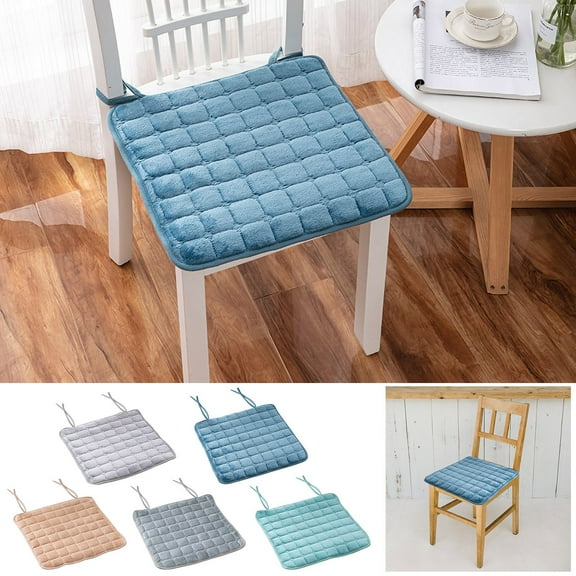 Leodye 1 Pack Square Seat Cushion Chair Pads for Kitchen Dining Chairs, Soft Comfort Velvet Chair Mat Pillow Cushions with Ties for office Desk Living Room Tatami 15.7