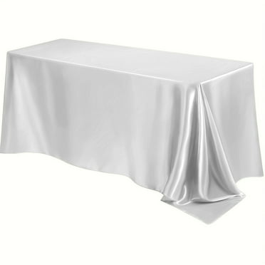 Leodye 1 Packs Satin Tablecloth 60×84In Overlay Satin Table Cover Rectangle Bright Silk Tablecloth Smooth Fabric Table Decoration for Wedding Banquet Party Events