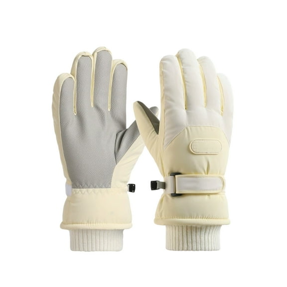Leodye 1 Pair Full-finger Ski Gloves - Waterproof Warm Fleece-lined, Touch Screen for Cycling/Winter -10.24in