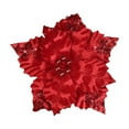 thumbnail image 1 of Leodye 1 Pcs Artificial Christmas Flowers with Clips Stems, Xmas Tree Decoration Ornaments Glitter Poinsettias Flower for Wreath Garland New Year Holiday Wedding Home Party-10.63*10.63*in, 1 of 6