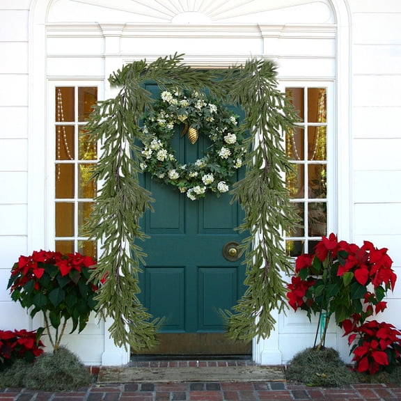 Leodye 1 Pcs Artificial Norfolk Pine Garlands, Real Touch Winter Pine Garland, Artificial Greenery Garland for Table, Wall, Indoor, Outdoor Christmas Decorations-78.8in