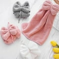 thumbnail image 1 of Leodye 1 Pcs Bowknot Hanging Hand Dry Towels, Microfiber Coral Velvet Hand Towels Hanging Loop, Absorbent Super Soft Cute Hand Towels for Kitchen Bathroom Adults, 1 of 6