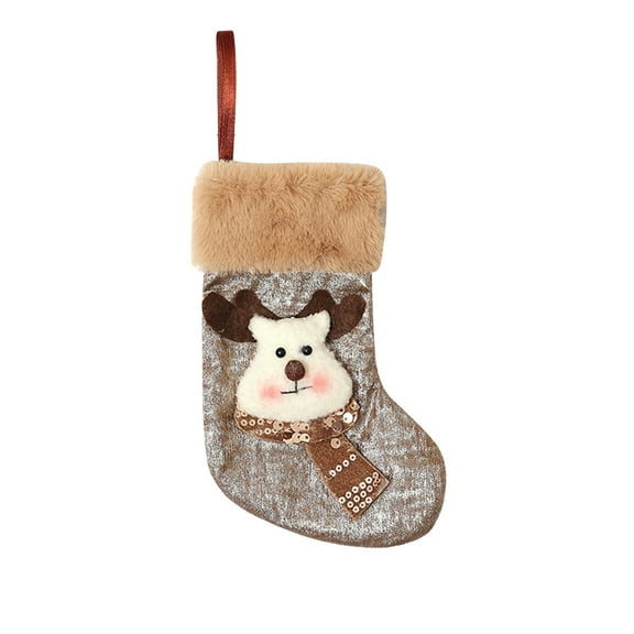 Leodye 1 Pcs Christmas Stockings Christmas Cartoon Socks Candy Gift Bags Small Christmas Fabric Bags Gift Wrapping Bags for Winter Xmas Tree Decorations Holiday Party-6.7*4.7*0.11in