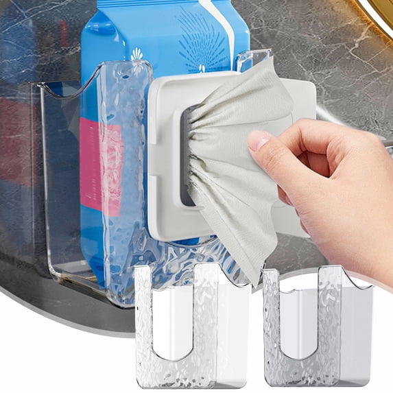 Leodye 1 Pcs Kitchen Wipes Storage Box, Clear Wipes Dispenser for Bathroom, Refillable Wipes Holder, Wall Mounted Tissue Box Holder, Wipes Box Dispenser for Kitchen Bathroom Toilet