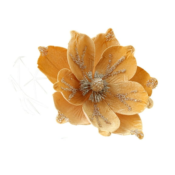 Leodye 1 Pcs Large Christmas Flower Magnolia Flowers Christmas Tree Decoration Artificial Poinsettia Stems Velvet Xmas Ornaments for Xmas Tree Table Decor-9.4*8.26in