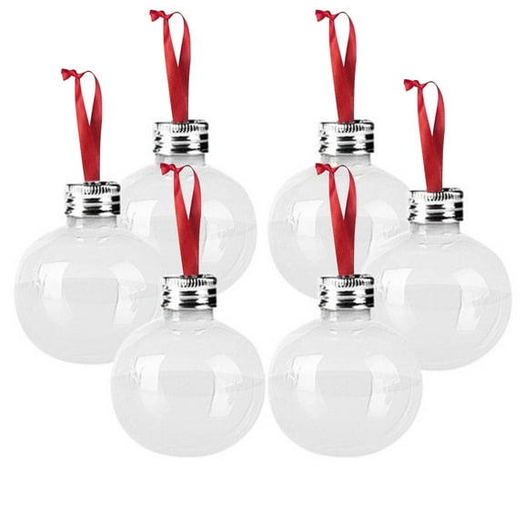 Leodye 1 Pieces Christmas Booze Balls Clear Christmas Tree Fillable Ornaments Water Bottle Bulbs Shape Clear Plastic Xmas Ornaments Pendant Ball for Home Decoration Party Decoration-2.36in