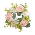 thumbnail image 1 of Leodye 1 Pieces Spring Summer Artificial Flowered Wreath Mini Floral Wedding Candle Rings Wreaths for Wedding Table Centerpiece Pillars Farmhouse Party Home Door Tabletop-7.87X7.87in, 1 of 6