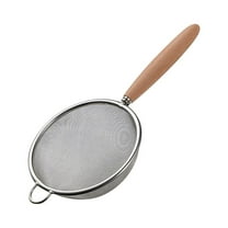 Leodye 1 Set Mesh Strainer for Kitchen, Colander Skimmer Stainless Steel with Wooden Handle, Sieve Sifters for Food, Tea, Rice, Oil, Noodles-3.9*8.4IN
