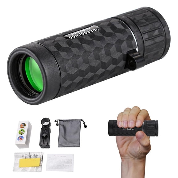 Leodye 10x50 Monocular Telescope, High-Definition Night Vision, with Bag Cleaning Cloth Phone Clip