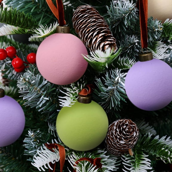 Leodye 12PC 6cm Textured Christmas Balls - Plastic Indoor Tree Decorative Pendants