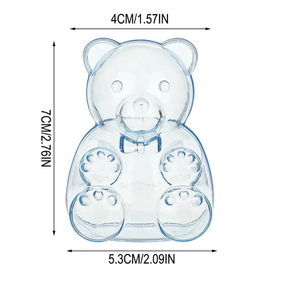 Leodye 12PCS Bear Candy Container Valentine's Day Gift Home Party Transparent Plastic Reusable Storage Box for Small Gifts -2.09*2.76IN