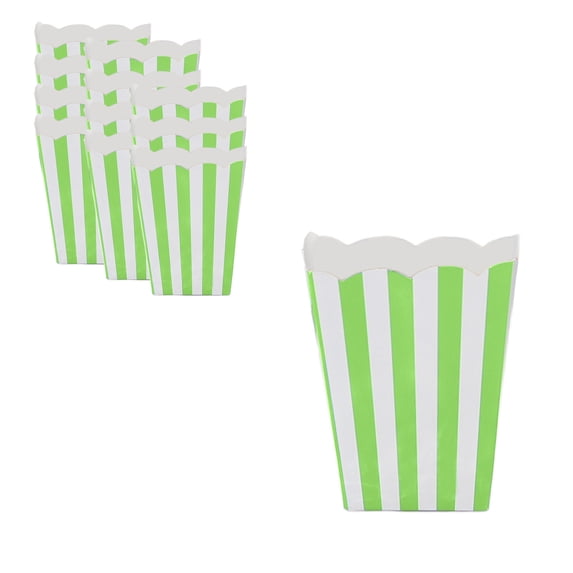 Leodye 12PCS Striped Popcorn Boxes - Paper Food Packaging Cartons, for Birthday Parties -4.13×2.95×0.78inch