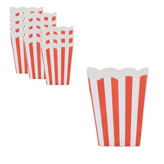 Leodye 12PCS Striped Popcorn Boxes - Paper Food Packaging Cartons, for Birthday Parties -4.13×2.95×0.78inch