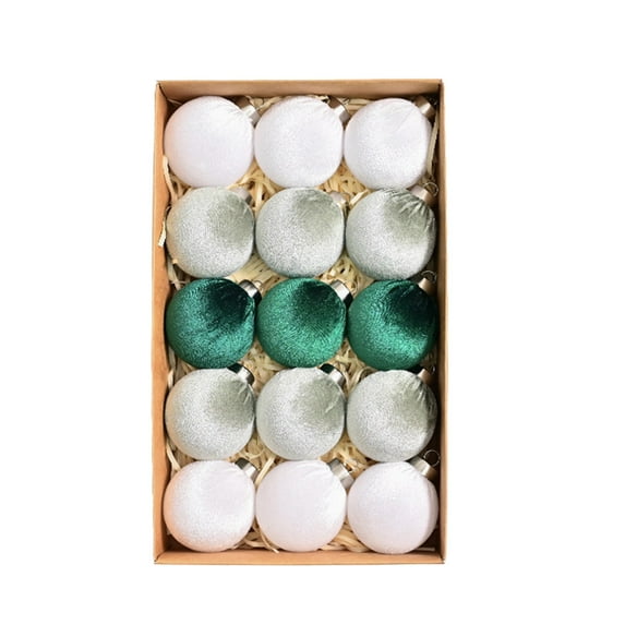 Leodye 15 Pcs Velvet Christmas Balls Bulk Flocked Christmas Tree Ball Ornaments Plastic Xmas Decorative Hanging Ornaments-2.36in