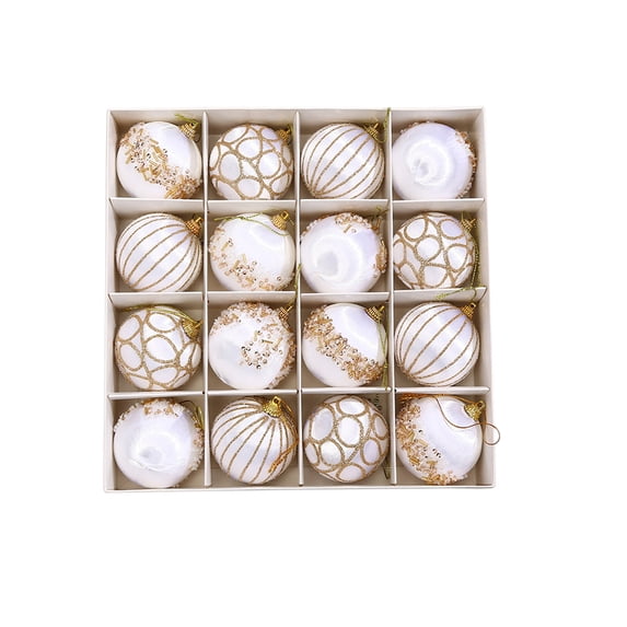 Leodye 16PCS Christmas Hanging Baubles, Glossy Decorative Balls for Christmas Tree Household Festive Layout -2.36IN