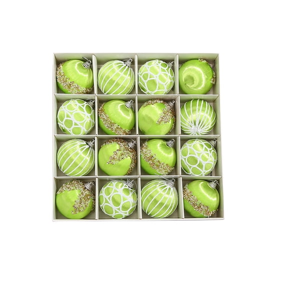 Leodye 16PCS Christmas Hanging Baubles, Glossy Decorative Balls for Christmas Tree Household Festive Layout -2.36IN