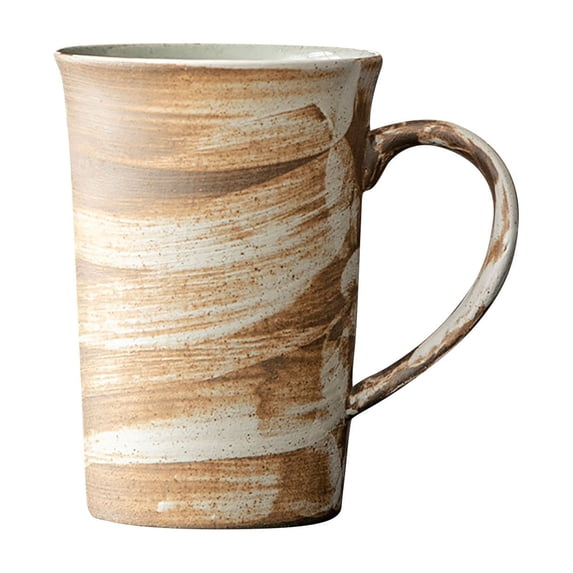 Leodye 1PCS 10.5oz Japanese Style Ceramic Coffee Mug Gold Trim Vintage Cup for Home office and Daily Drinking