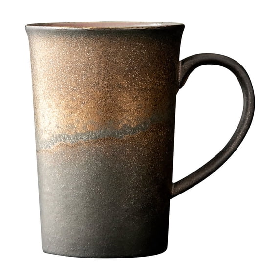 Leodye 1PCS 10.5oz Japanese Style Ceramic Coffee Mug Gold Trim Vintage Cup for Home office and Daily Drinking