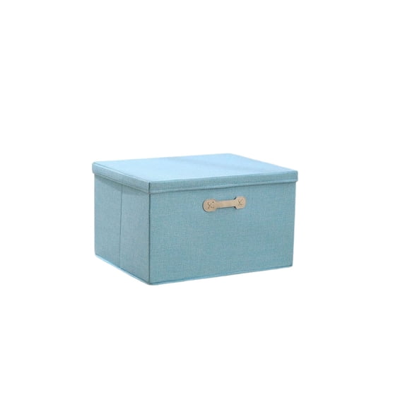 Leodye 1PCS 18L Linen Storage Box, Foldable Stackable Design with Handle & Lid, Dustproof Organizer Bin for Home Wardrobe Bedroom Sundry Storage -13.78x11.02x7.09in