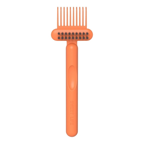 Leodye 1PCS 2-in-1 Double Sided Hair Brush Cleaner Tool with Bristle Pick Orange Comb Cleaner for Removing Hair Debris and Dust -7*3.94IN