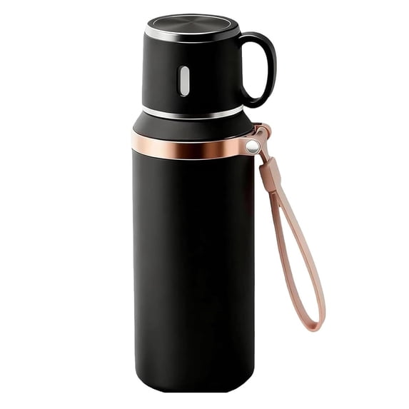 Leodye 1PCS 2-in-1 Stainless Steel Vacuum Insulated Water Bottle with Built-In Cup Lid, Leak-Proof Sports Flask for Travel, Camping, Fitness and Daily Use -3*3*9in