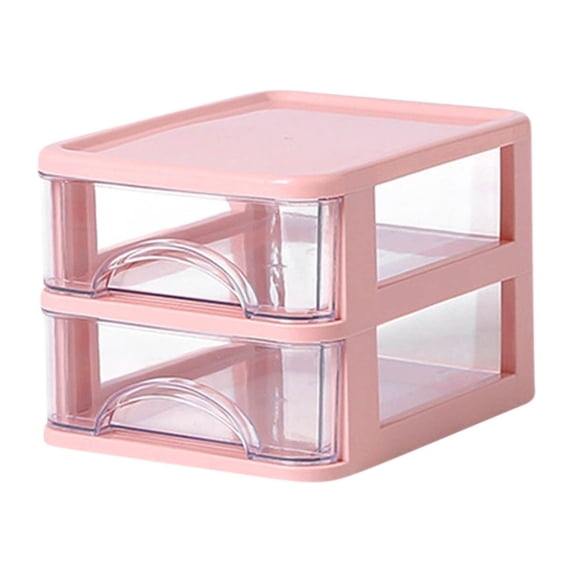 Leodye 1PCS 2 layers Transparent Mini Drawer Organizer - Plastic Desktop Storage Box, for Stationery & Small Items -4.6*7.2*4.7IN