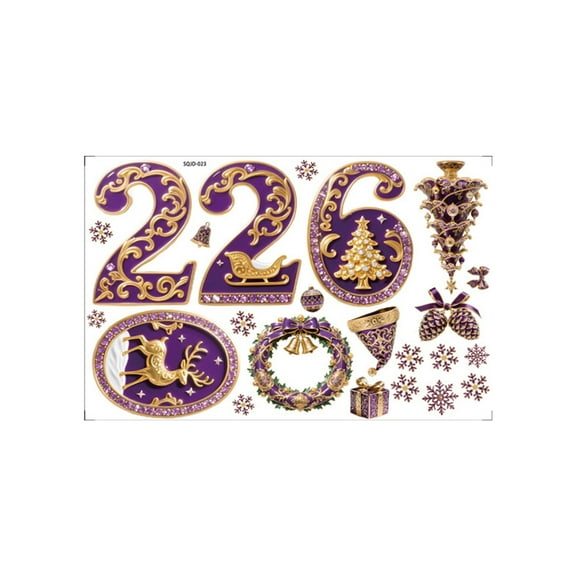 Leodye 1PCS 2026 New Year Window Clings Stickers Double-Sided Christmas Window Decals for Glass Windows Decoration Indoor Happy New Years Eve Holiday Stickers -23.62*17.72in