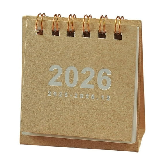 Leodye 1PCS 2026 Small Desk Calendar Vintage Mini Small Calendar Desktop Ornament Student Portable Coil Calendar Planner- 2.76 x 2.56 x 1.18 in