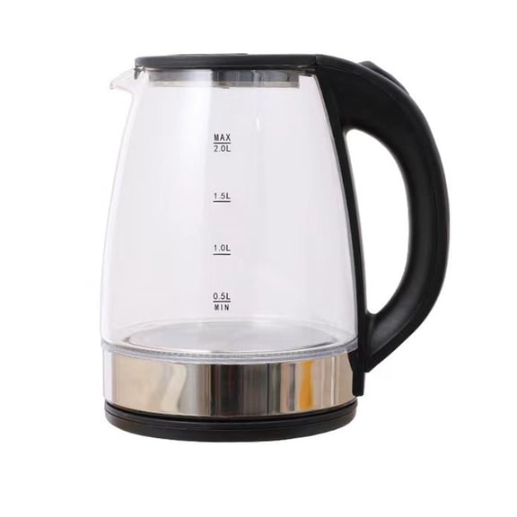 Leodye 1PCS 2L Glass & Stainless Steel Electric Kettle Household Water Boiler Automatic Power off Health Pot for Home Daily Water Heating -8.07*8.86IN