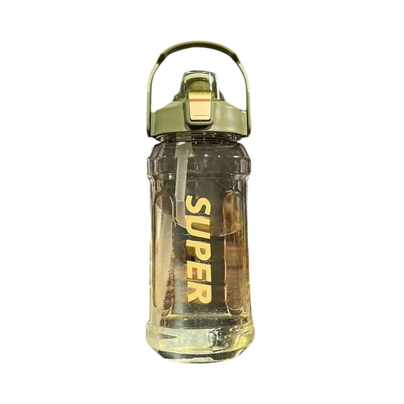 Leodye 1PCS 2L Large-capacity Sports Water Bottle - Fashionable Leakproof Shatterproof Straw Cup with Scale Mark -11.81x4.33in