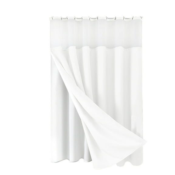 Leodye 1PCS 3 In 1 Weave Shower Curtain and Clear Liner Set with 12 Stainless Steel Hooks Double Sided for Bathroom Heavy Duty Polyester Fabric Shower Cur-35.82x72in