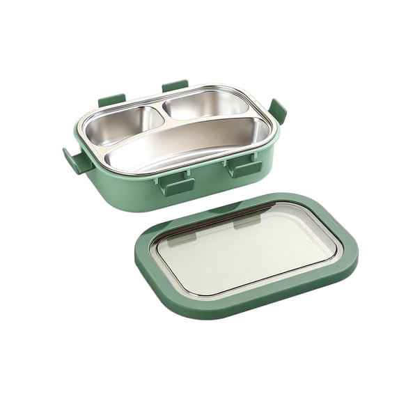 Leodye 1PCS 3-Compartment Reusable Bento Lunch Box, Portable Food Storage Container for Home, Travel, Work and Picnic -8.98x6.58x2.76in