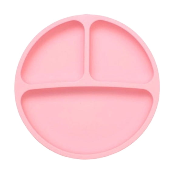 Leodye 1PCS 3-Compartment Suction Plate , Divided Portion Layout, Microwave Dishwasher Safe Plate for Picky Eater -7.67*7.67in