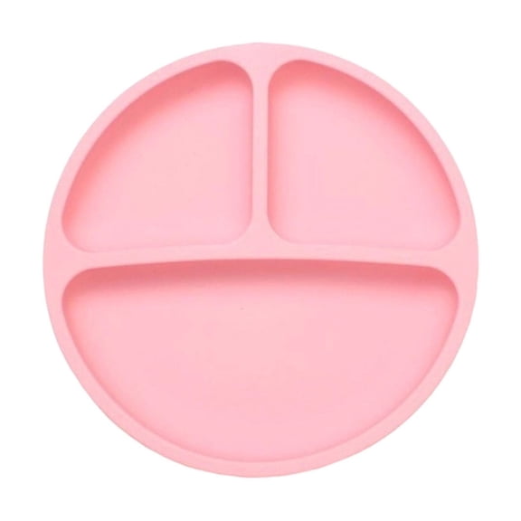 Leodye 1PCS 3-Compartment Suction Plate , Divided Portion Layout, Microwave Dishwasher Safe Plate for Picky Eater -7.67*7.67in