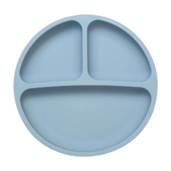 Leodye 1PCS 3-Compartment Suction Plate , Divided Portion Layout, Microwave Dishwasher Safe Plate for Picky Eater -7.67*7.67in